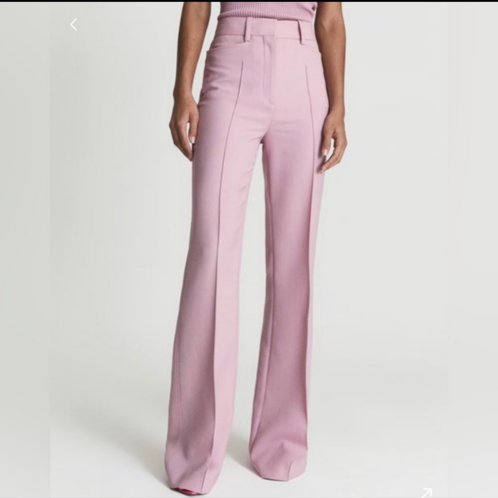 SIZE 14 TALL Reiss Aura tailored high waisted flare wool blend trousers